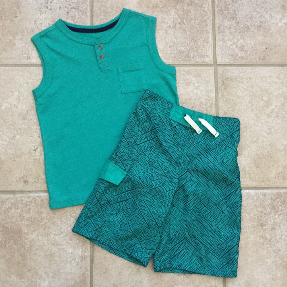 Cherokee Boys Henley Pocket Tank Top Shorts